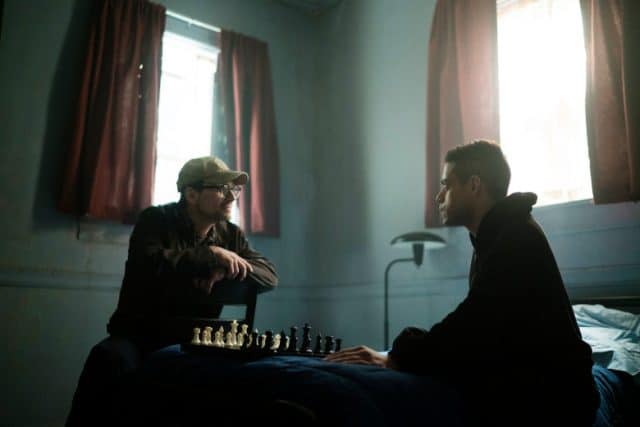 MR. ROBOT -- "eps2.2_init_1.asec" Episode 204 -- Pictured: (l-r) Christian Slater as Mr. Robot, Rami Malek as Elliot Alderson -- (Photo by: Peter Kramer/USA Network)