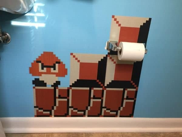 Gamer Creates Awesome Mario Inspired 8 Bit Bathroom