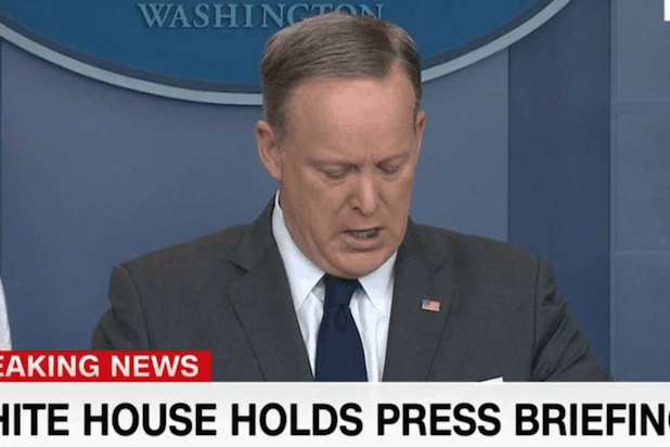 Looks Like Sean Spicer Left A Little Lunch In His Teeth At White House Briefing